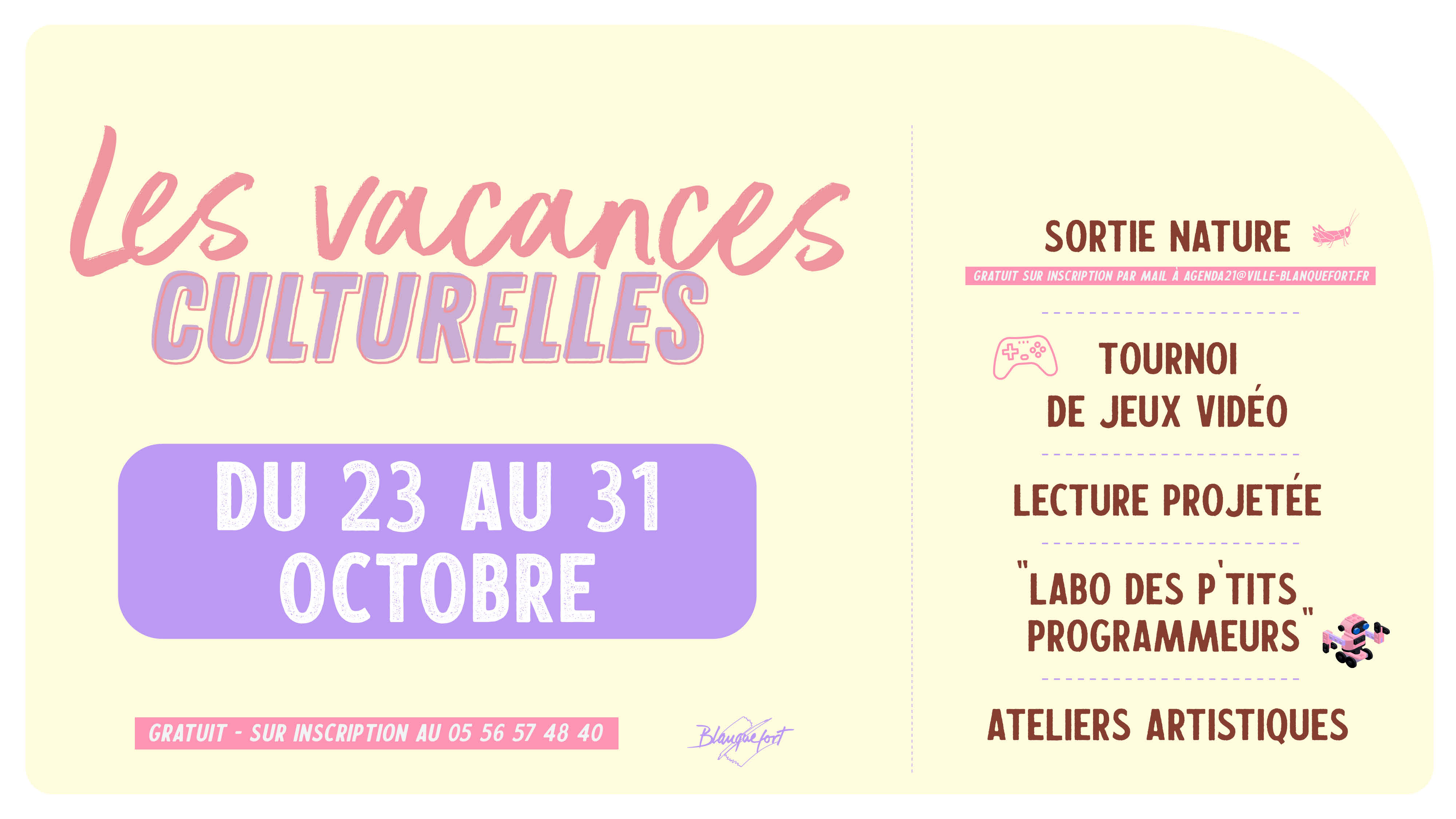 5 écran médiathèque Vacances culturelles octobre 24 